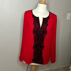Vince Camuto, red and black blouse. Excellent condition. Large.